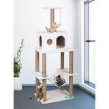 Feyza Design Çok Katlı Kedi Tırmalama ve Oyun Evi Beyaz Renk - Seçenek 1