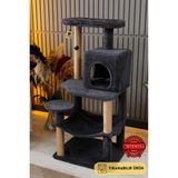 Feyza Design Çok Katlı Yıkanabilir Kedi Tırmalama ve Oyun Evi Dubai Antrasit - Seçenek 1
