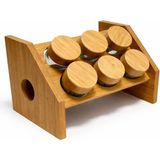Feyza Design Dayanıklı Bambu Cam Baharatlık Seti, 6'lı, Stantlı, Şık Tasarım - Seçenek 1