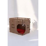 Feyza Design Dekoratif Ahşap Büyük Kedi Evi 50X35 cm Ceviz Renk - Seçenek 1