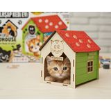 Feyza Design Demonte Ahşap Kedi Evi, Okul ve Kreş Etkinliği Için Renkli Tasarım - Seçenek 1