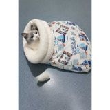 Feyza Design Desenli Kedi ve Köpek Uyku Tulumu Yatak, Rahat ve Konforlu Seçenek - Ahşap - Ceviz - Seçenek 1