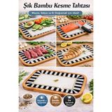 Feyza Design Desenli Temperli Camlı Bambu Kesme Tahtası – Hijyenik ve Dayanıklı - Açık Bej - Seçenek 1