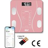 Feyza Design Dijital Akıllı Banyo Tartısı, Yağ, Su, Kas ve Vücut Kitle Ölçer - Ahşap - Bej