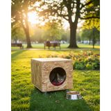 Feyza Design Dış Mekan Ahşap Kedi Evi, 40X40X30 Cm, Osb ve Plastik Ayaklı - Seçenek 1