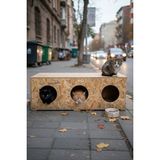 Feyza Design Dış Mekan Için 3'lü Ahşap Kedi Evi Osb, 93X41X39 Cm, Demonte - Seçenek 1