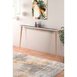 Feyza Design Doğal Ağaç ve Traverten Taşlı Mavi Dresuar 142X12CM - Ahşap - Ceviz