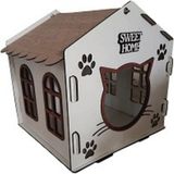 Feyza Design Doğal Ahşap Kedi Evi, Kulübe, Tasma ve Isimlik Seti, Hediye - Seçenek 1