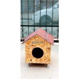 Feyza Design Doğal Ahşap Kedi Evi ve Kulübesi, Güvenli ve Şık Tasarım - Seçenek 1