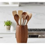 Feyza Design Doğal Ahşap Mutfak Kaşıklık, Şık ve Fonksiyonel Tezgah Üstü Organizer - Ahşap - Ceviz - Seçenek 1