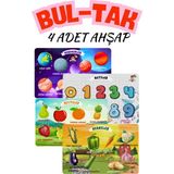 Feyza Design Eğitici Ahşap Bul Tak Oyuncağı 4'lü Set - Zeka Geliştirici - Camel