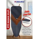 Feyza Design Ekitme Motif Çift Kat Keçe ve Süngerli Isıya Dayanıklı Ütü Masası Kılıfı - Ahşap - Seçenek 1