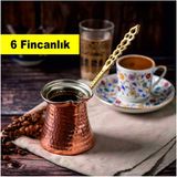 Feyza Design El Dövme Bakır Kahve Cezvesi 6 Kişilik, Zarif ve Şık Tasarım - Seçenek 1
