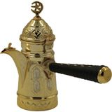 Feyza Design El Işleme Motifli Bakır Mırra Cezvesi 24 Cm, Şıklık ve Zarafetle Hazırlanmış - Seçenek 1 - Altın