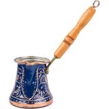 Feyza Design El Işlemeli Bakır Cezve, Erzincan, 5 Kişilik, Şık ve Dayanıklı - Seçenek 1 - Ahşap - Ceviz