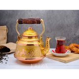 Feyza Design El Işlemeli Nostaljik Bakır Demlik, Çaydanlık ve Su Isıtıcı 1,6 Litre - Altın - Seçenek 1