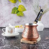 Feyza Design El Yapımı 6 Kişilik Kalın Bakır Türk Kahvesi Cezvesi, Gaziantep Üretimi - Altın - Turkuaz - Seçenek 1