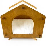Feyza Design El Yapımı Ahşap Kedi Evi, Şık ve Konforlu Tasarım - Seçenek 1