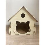 Feyza Design El Yapımı Ahşap Şık Kedi Evi, Rahat ve Estetik Tasarım - Seçenek 1