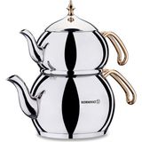 Feyza Design Elegant 2l Gold Teapot Set For Stylish Kitchen Use - Altın - Seçenek 1