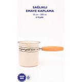 Feyza Design Emaye Cezve 500ML Ahşap Saplı, Şık ve Dayanıklı Evinize Şıklık Katın - Seçenek 1 - Ahşap - Bej