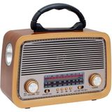 Feyza Design Eskitme Nostalji Tasarımlı Bluetooth Radyo, Fm ve Sd Kart Destekli - Ahşap - Ceviz