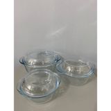 Feyza Design G4U Isıya Dayanıklı Kapaklı Yuvarlak Tencere 3'lü Set Borcam - Ahşap - Beyaz - Seçenek 1