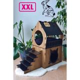 Feyza Design Geniş Teraslı Ahşap Kedi Evi, Rahat ve Şık Tasarım - Seçenek 1