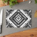 Feyza Design Geometrik Cam Kesme Tahtası, Temperli Cam, Kaymaz Yüzey, Şık Tasarım - Ahşap - Seçenek 1
