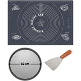 Feyza Design Gri Hamur Açma Matı ve Pizza Kesici Seti, 45X65 cm ve 32 cm Ölçüler - Cappuccino