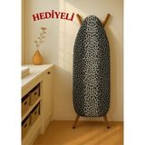 Feyza Design Gri Keçeli Leopar Desenli Battal Xxl Pamuklu Ütü Masası Kılıfı - Altın - Gri - Seçenek 1
