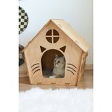 Feyza Design Gülen Ev Kedi Evi, Huş Ağacı ve Marine Kontrplak Malzeme - Seçenek 1