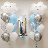 Feyza Design Gümüş Şişirilebilir Balon Seti - Parti ve Eğlence Malzemeleri - 52X38 AMERİKAN SERVİSİ 35X35 PEÇETELER - Altın - Gümüş - Bakır