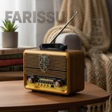 Feyza Design Güneş Enerjili Nostaljik Bluetooth Radyo, Fm/am/sw, Usb/tf Müzik Çalar - Ahşap - Ceviz