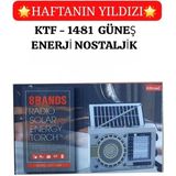 Feyza Design Güneş Enerjili Nostaljik Radyo, Şık ve Çevre Dostu Tasarım - Altın - Gri
