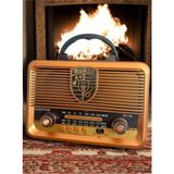 Feyza Design Güneş Panelli Şarjlı Fm/aux/usb Nostaljik Müzik Çalar Radyo - Ahşap - Ceviz