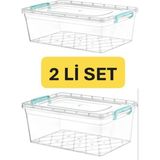 Feyza Design Iki Adet Büyük Boy 30 Litre Saklama ve Koruma Kutusu Seti - Seçenek 1 - Açık Bej
