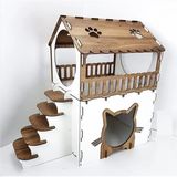 Feyza Design Iki Katlı Ahşap Kedi Evi, Şık ve Dayanıklı Tasarım - Seçenek 1