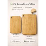 Feyza Design Iki Parça Bambu Kesme Tahtası, Doğal ve Şık Tasarım, Dayanıklı Set - Ahşap - Ceviz - Seçenek 1