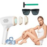 Feyza Design Ipl Ice Cool Ev Tipi Lazer Epilasyon Cihazı Kadın ve Erkek Tüy Giderici - Ahşap - Beyaz