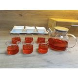 Feyza Design Isıya Dayanıklı 1000 ml Cam Demlik ve Kupa Seti, Süzgeçli, Borosilikat - Seçenek 1