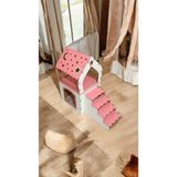 Feyza Design Isme Özel Ahşap Dekoratif Köpek Evi ve Oyun Kulübesi, Pembe Beyaz - Ahşap - Bej - Seçenek 1