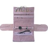 Feyza Design Kadife Takı ve Mücevher Seyahat Rulo Düzenleyici, Pembe, 35X20 cm - Ahşap - Bej