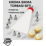 Feyza Design Kalın 8 Başlıklı Krema Sıkma Torbası ve Duy Seti ile Pasta Şekillendirici - Antrasit