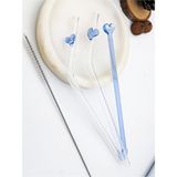 Feyza Design Kalpli Cam Pipet ve Kokteyl Çubuğu Temizleme Fırçası Hediyeli - Ahşap - Beyaz - Seçenek 1
