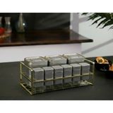 Feyza Design Kare Vakum Kapaklı Cam Baharatlık Seti ve Metal Stant, 9'lu Baharat Takımı - Seçenek 1