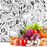 Feyza Design Karışık Sebze Desenli Cam Kesme Tahtası 30X40 Cm, Şık ve Fonksiyonel Tasarım - Ahşap - Beyaz - Seçenek 1