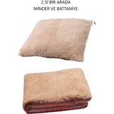 Feyza Design Kedi Uyku Seti, Yumuşak Battaniye ve Minderi, Konforlu Dinlenme Alanı - Ahşap - Ceviz - Seçenek 1