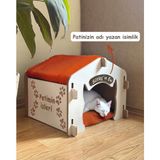 Feyza Design Kiremit Rengi Ahşap Kedi Evi ve Yuvası, Kolay Montaj, Pufuk Konfor - Seçenek 1