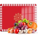 Feyza Design Kırmızı Beyaz Kar Desenli Cam Kesme Tahtası 20X30 cm - Açık Bej - Seçenek 1